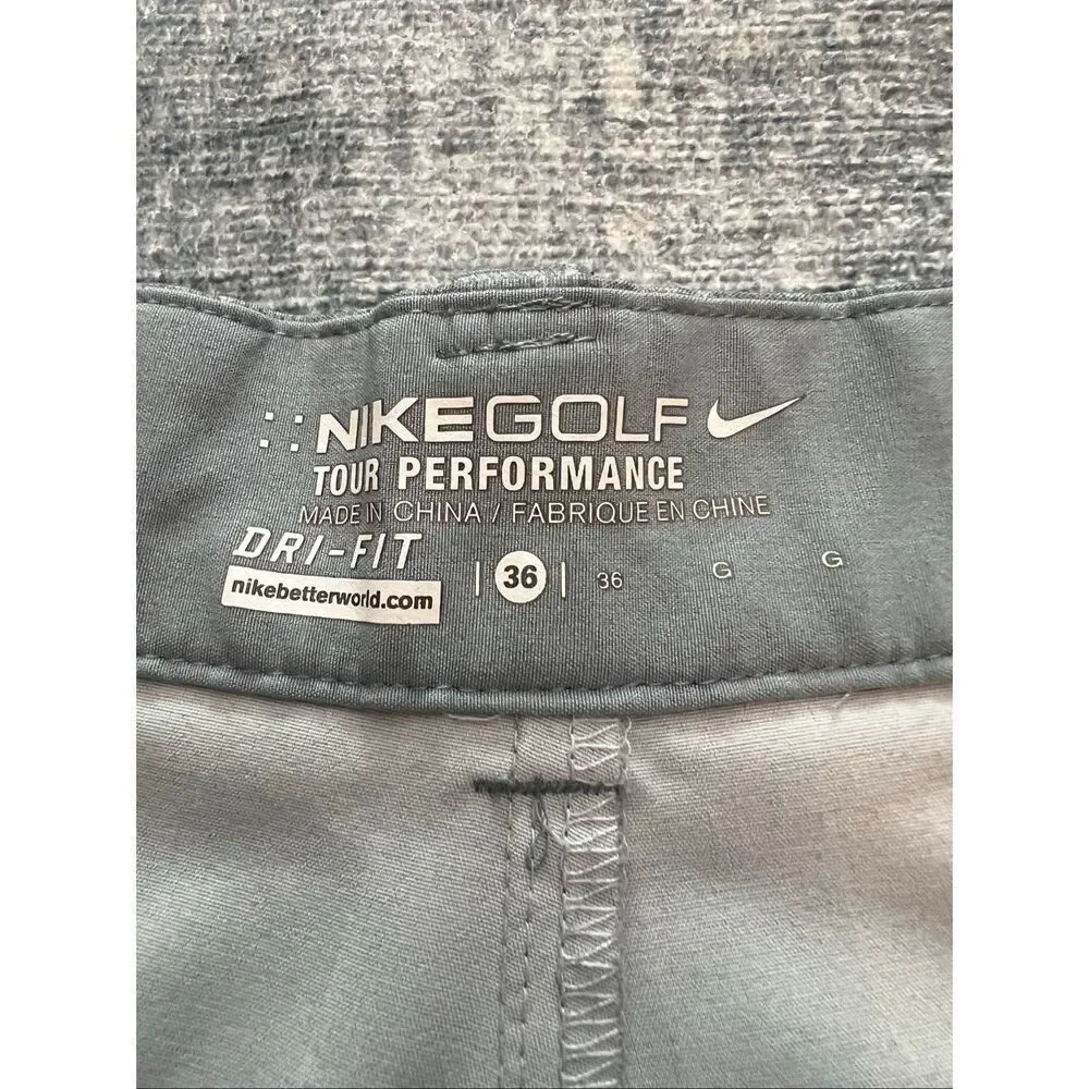 Nike Golf Dove Gray Windowpane Plaid Dri-FIT Tour Performance Shorts Men's 36